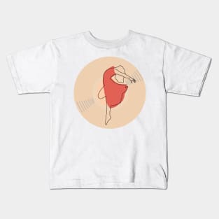 Vinyl - Ballerina dancer minimalist line art (black) Kids T-Shirt